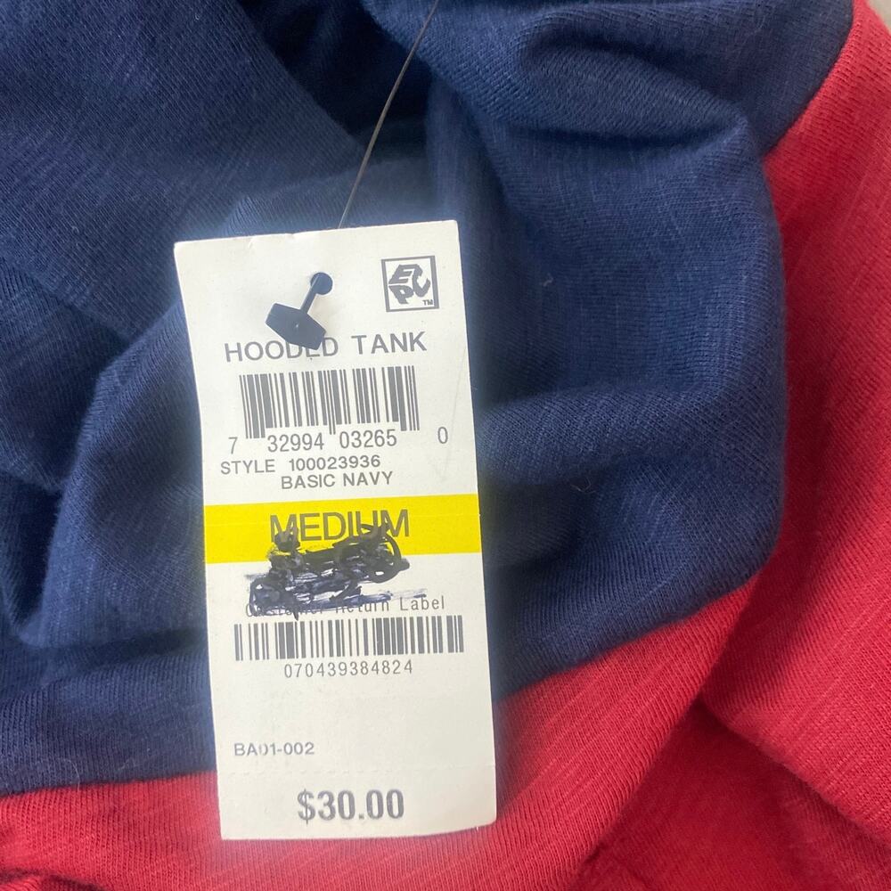 American Rag Mens Hooded Tank Top Navy Red Colorblock Size Medium NWT - Picture 7 of 7